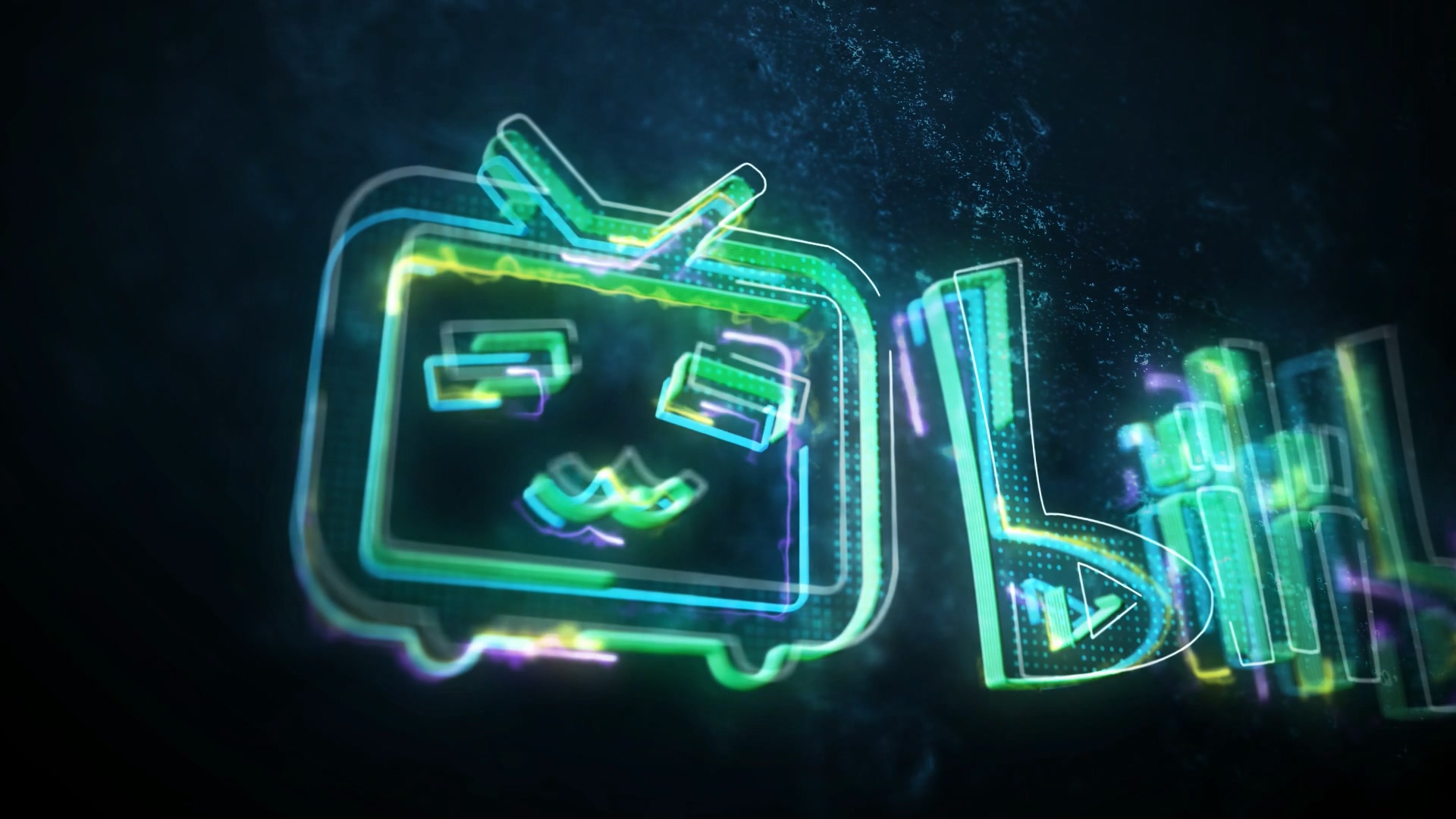 AE模板 - bilibili霓虹光效描边LOGO标志片头