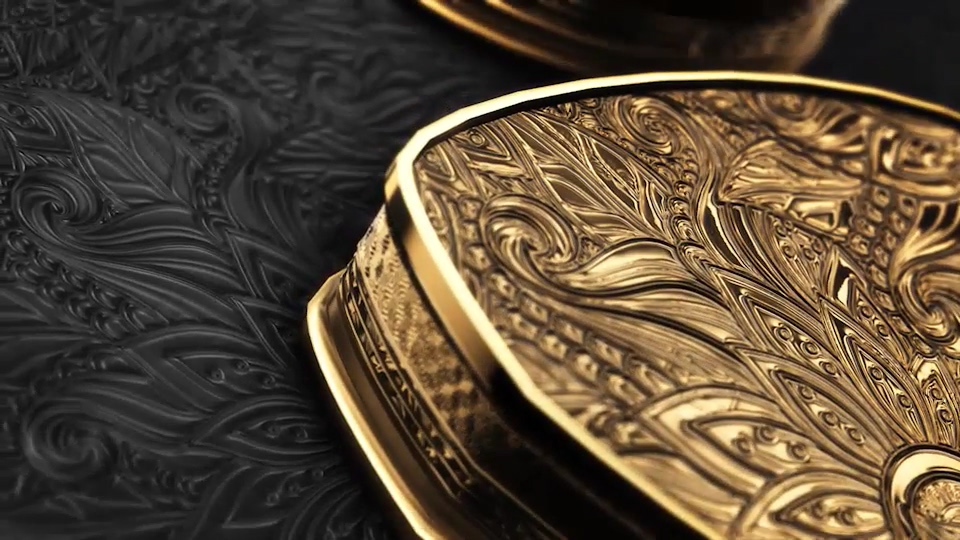 AE模板 - 大气三维金色文字Logo动画 Black Gold Logo V4