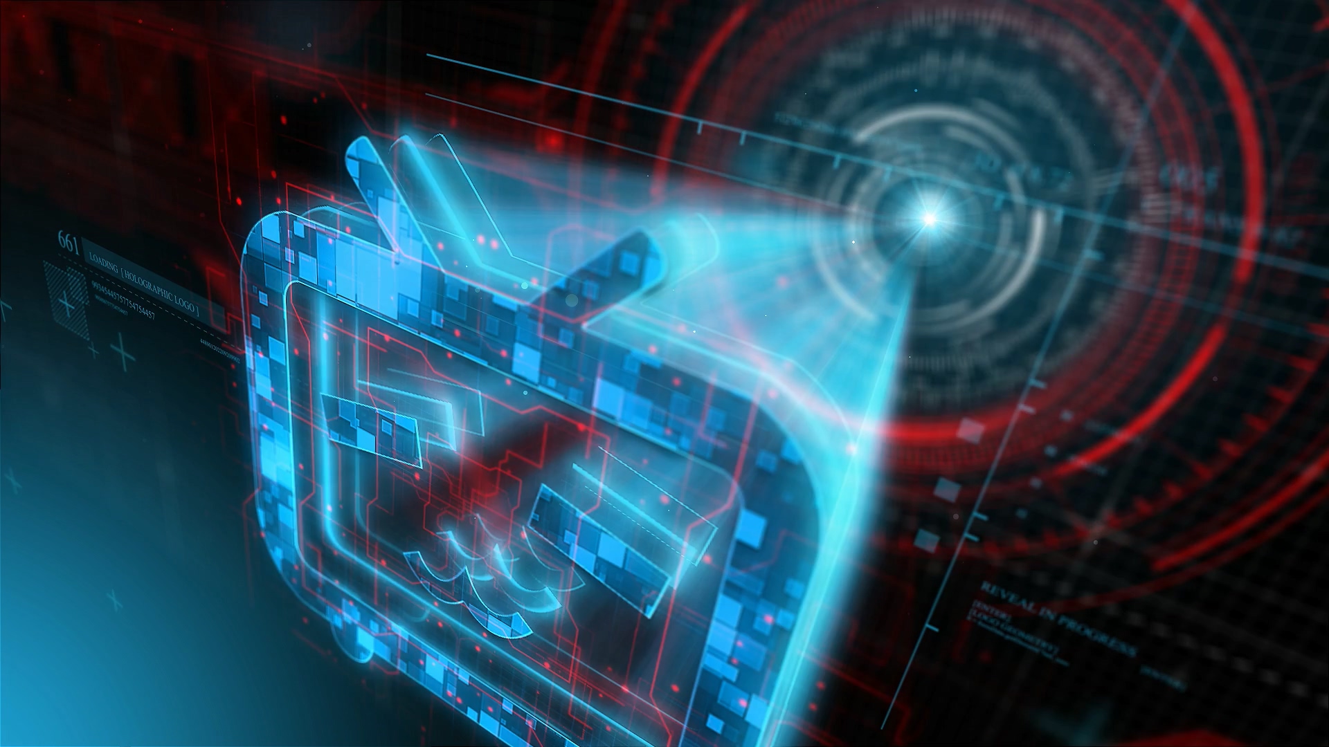 AE模板 - 高科技HUD投影Logo展示 Holographic Logo