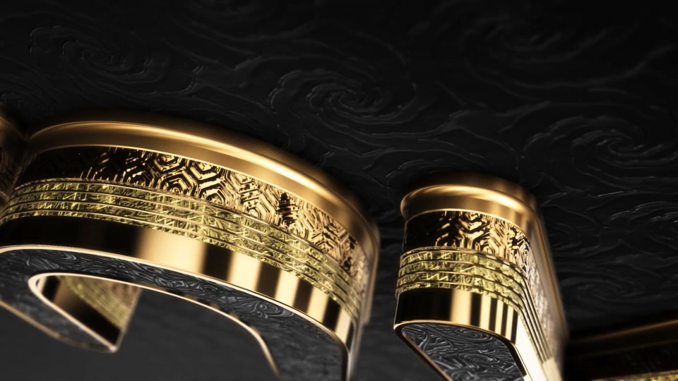 AE模板 - 三维金色文字Logo动画 Black Gold Logo V5