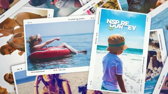 AE模板 - 旅游类多张照片堆积旋转展示动画